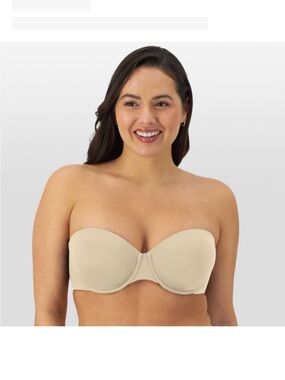 Bali One Smooth U 36B Beige Solid Strapless Underwired T-Shirt Bra
